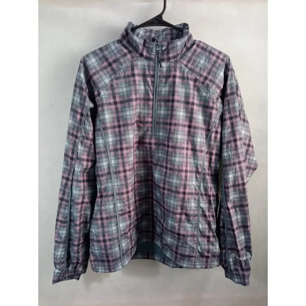 Sunice Weather Womens 1/4 Zip Pullover Windbreaker Pink Plaid Size Large